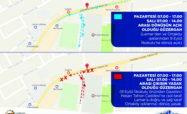 Lefkoşa'da yeni trafik uygulaması