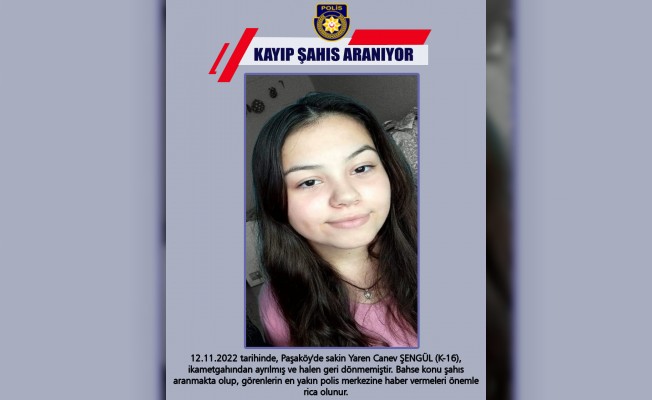 Paşaköy'de 16 yaşındaki genç 2 gündür kayıp
