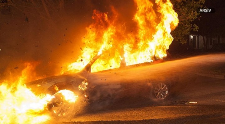 Çamlıbel – Yılmazköy yolunda araç yangını